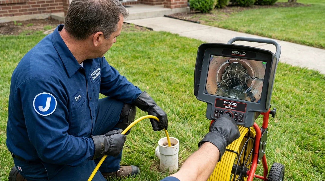 Sewer camera inspection being performed by Johns Plumbing LLC in Urbana